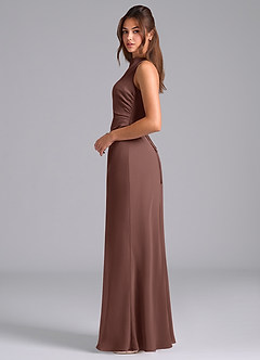 Azazie Evadne Bridesmaid Dresses Espresso A-Line Pleated Chiffon Dress image6