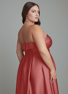 Azazie Lucienne Jurken voor bruidsmeisjes Converteerbaar Jurk van Stretch Satijn met A-lijn Strapless Antieke Roos image2