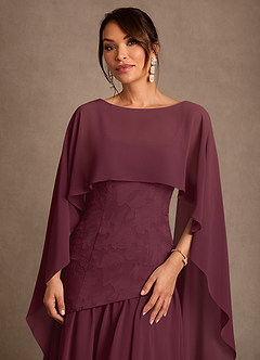 Azazie Flossie Mother of the Bride Dresses Cabernet A-Line Pleated Chiffon Dress image6