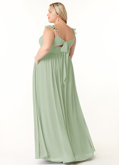 Azazie Metz Final Sale Dusty Sage A-Line Sweetheart Ruched Chiffon Dress image10