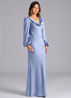 Azazie Melani Venta Final Vestido de Hielo de Satén Elástico de Corte Sirena con Manga larga image3