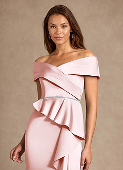 Azazie Dareia Moeder van de bruid jurken Zeemeermin Jurk van Stretch Satijn Off the Shoulder Blozend Roze image9