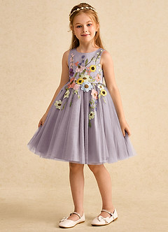 Azazie Prima Flower Girl Dresses Dusk A-Line Bow Tulle Dress image5