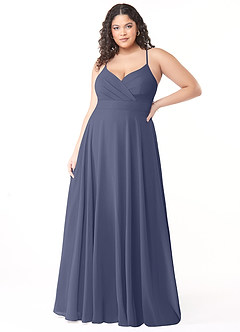 Azazie Avelina Bridesmaid Dresses Stormy A-Line V-Neck Pleated Chiffon Dress image6