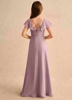 Azazie Nari Junior Formal Blumenmädchenkleider A-Linie mit ärmel Chiffon Kleid Altrosa image2