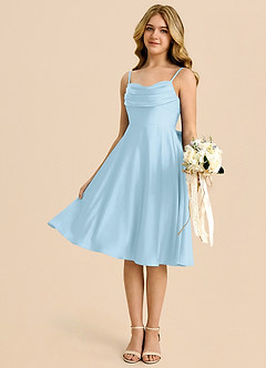 Azazie Bear Jurk van Stretch Satijn met A-Lijn Sweetheart Halslijn Hemelsblauw image4