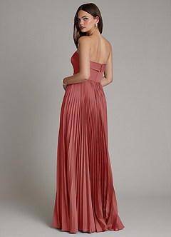 Azazie Mariana Bridesmaid Dresses Antique Rose A-Line Pleated Stretch Satin Dress image3