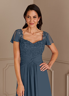 Azazie Gwenyth Mother of the Bride Dresses Neptune A-Line Lace Chiffon Dress image14