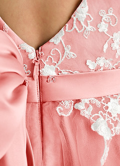 Azazie Butterfly Blumenmädchenkleider A-Linie Spitze Kleid Koralle image5