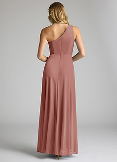 Azazie Brooke Bridesmaid Dresses Cedar Rose A-Line One Shoulder Mesh Dress image5