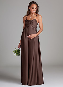 Azazie Llana Suknie dla druhen ciążowych Linia A z kieszeniami Satyna elastyczna Długość podłogi Sukienka image3