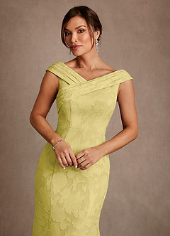 Azazie Keith Kleider für die Brautmutter Etui Plissee Blumen-Burnout Kleid Kanarienvogel image4