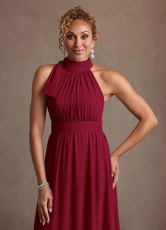 Azazie Antoinette Mother of the Bride Dresses Burgundy A-Line Pleated Chiffon Dress image5
