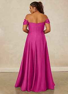 Christian Siriano Bridal for Azazie 1002 Bridesmaid Dresses Fuchsia A-Line Off the Shoulder Stretch Satin Convertible Dress image17