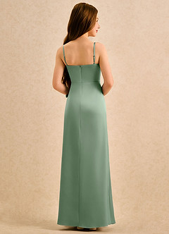 Azazie Bundt Girls Formal Vente finale Robe Trapèze en Satin extensible Plissée Powder Blue image2