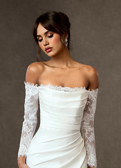 Azazie Onyx Wedding Dresses Diamond White Mermaid Sequins Crepe Back Satin Dress image13