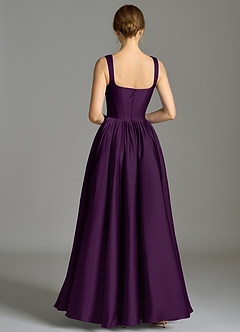 Azazie Verina Bridesmaid Dresses Grape A-Line Pleated Stretch Satin Dress image6