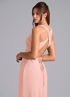 Azazie Evadne Brautjungfernkleider Etui Plissee Chiffon Kleid Rosettenrosa image7