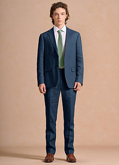 front Harrison Dunkelmarine Anzug aus 100 % Leinen