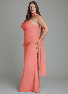 Azazie Sorrel Bridesmaid Dresses Salmon Pink Mermaid Corset Chiffon Dress image13