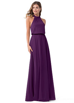 Azazie Landry Bridesmaid Dresses Grape A-Line Pleated Mesh Dress image1