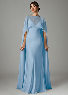 Azazie Stefania Robes de demoiselle d'honneur Robe Trapèze en Satin extensible Poudre Bleue image1