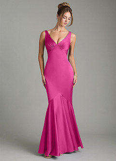 Azazie Alena Brautjungfernkleider Meerjungfrau-Linie Plissee Stretch-Satin Kleid Fuchsia image6