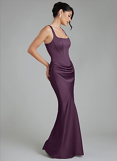 Azazie Etta Brautjungfernkleider Meerjungfrau-Linie Korsett Stretch-Satin Kleid Pflaume image6