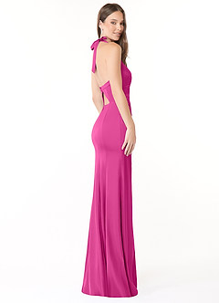 Azazie Emeria Bridesmaid Dresses Fuchsia Mermaid Pleated Stretch Satin Dress image5