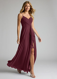 Azazie Akita Abiti da Damigella Abito A-Line in Chiffon Cabernet image2