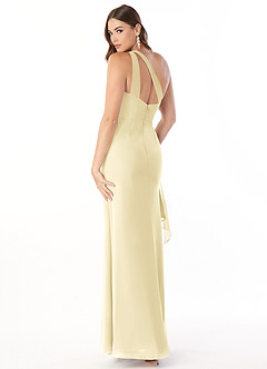 Azazie Maive Bridesmaid Dresses Lemon Sorbet Sheath Pleated Ruffle Chiffon Dress image3