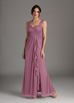 Azazie Edelin Mother of the Bride Dresses Vintage Mauve A-Line Sweetheart Neckline Pleated Mesh Dress image4