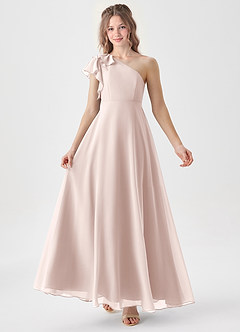 Azazie Arabella Junior Rose Petal A-Line Ruched Chiffon Dress image1