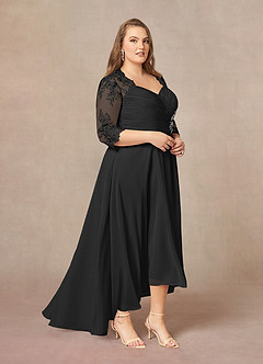 Azazie Devereaux Mother of the Bride Dresses Black A-Line Lace Chiffon Dress image8