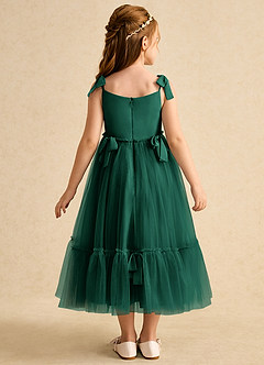 Azazie Jaci Flower Girl Dresses Emerald A-Line Spaghetti Strap Chiffon Dress image5