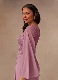 Azazie Perry Mother of the Bride Dresses Vintage Mauve Mermaid V-Neck Lace Chiffon Dress image5