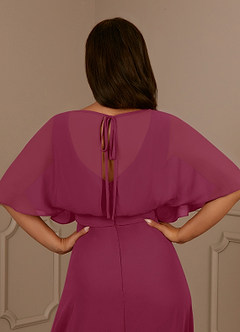 Azazie Oksana Mother of the Bride Dresses Mulberry A-Line V-Neck Pleated Chiffon Dress image9
