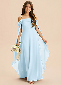 Azazie Moana Junior Sky Blue A-Line Pleated Chiffon Dress image3