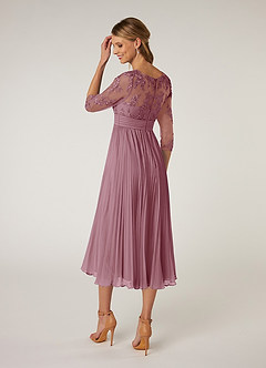 Azazie Tutu Kleider für die Brautmutter A-Linie Bootshals Spitze Chiffon Kleid Vintage Mauve image4