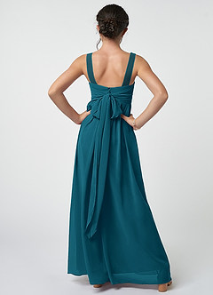 Azazie Kora Junior Ink Blue A-Line Pleated Chiffon Dress image2