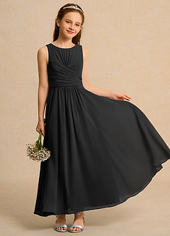 Azazie Ducky Girl Flower Girl Dresses Black A-Line Pleated Chiffon Dress image1