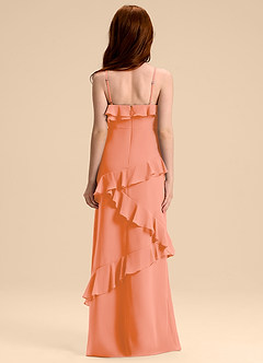 Azazie Evara Junior A-Linie Chiffon Kleid Sonnenuntergang image2