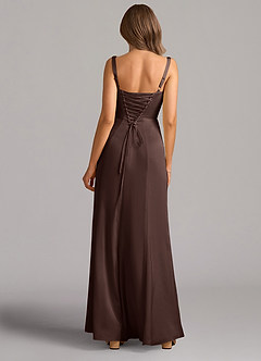 Azazie Amaris Final Sale Ganache A-Line Corset Stretch Satin Dress image3