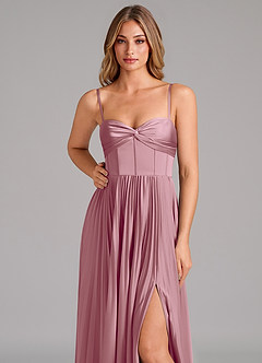 Azazie Akiko Vestidos de madrinha de casamento Vestido Vintage Malva de Cetim elástico de Linha A com Decote em coração image8