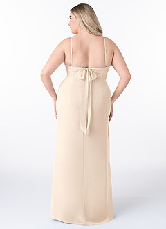 Azazie Mai Robes de demoiselle d'honneur Robe Fourreau en Mousseline de soie Plissée Albâtre Blanc image8