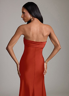 Azazie Saylor Brudtärnklänningar Klä av Sjöjungfru i Stretch Satin Axelbandslös Rost image6