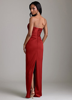 Azazie Sonora Vestidos de damas de honor Vestido de Granada de Satén Elástico de Corte Recto con Sin tirantes image7