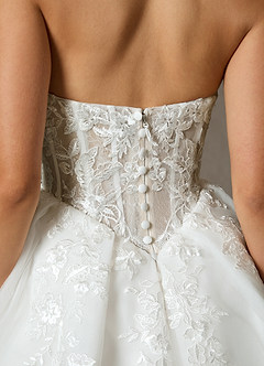 Azazie Ainsley Wedding Dresses Diamond White Champagne Ball-Gown Strapless Lace Dress image2