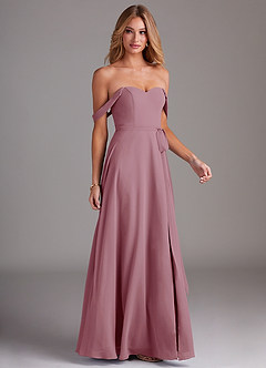 Azazie Aaron Final Sale Vintage Mauve A-Line Off the Shoulder Chiffon Convertible Dress image6