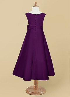 Azazie Lindy Flower Girl Dresses Grape A-Line Pleated Matte Satin Dress image11